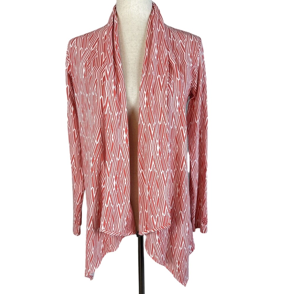 Coolibar Marietas Sun Wrap Jersey Cardigan Sweater Size S‎ Pink White UPF 50+